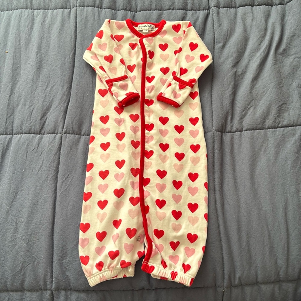 Pink/red Heart motif Onesie